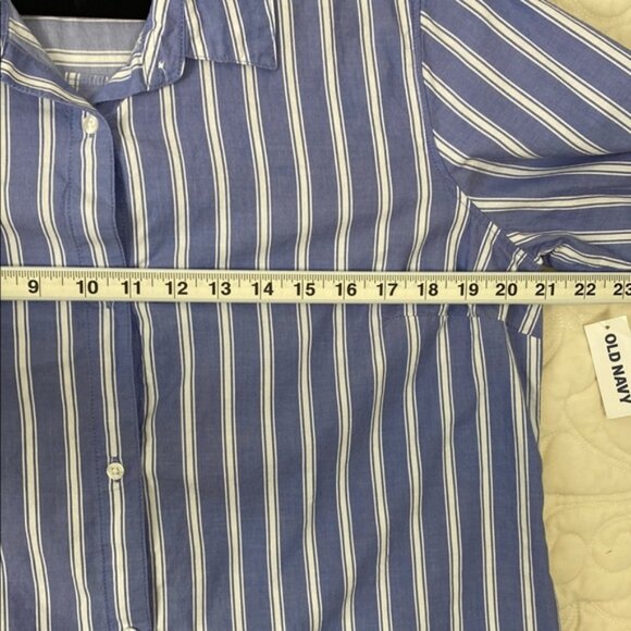 NEW Old Navy The Classic Shirt Blue White Stripe Button Down Cotton Sz Large - Picture 6 of 9